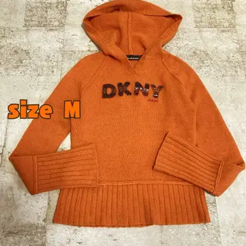 DKNY JEANS 램스울 스웨터 빈티지 오렌지 후드 니트