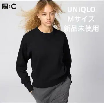 [ 미사용 새상품 ] 유니클로 스무스 코튼 크루넥 스웨터 블랙 M