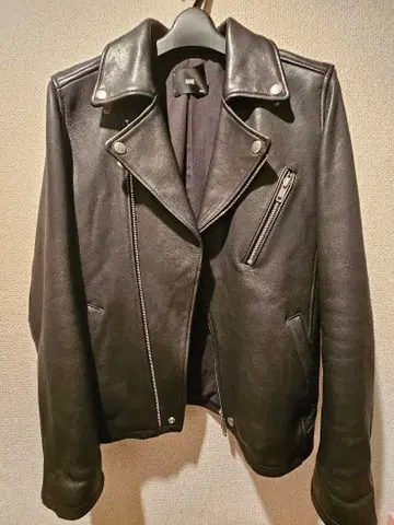 HARE 블랙 더블 라이더 자켓 S