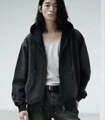 WYM LIDNM 위므리돔 집업 후드티 데미지 가공 M