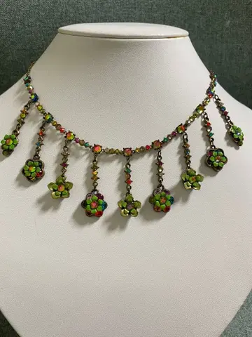 레어 미사용 미하엘 네그린 럭셔리 목걸이 꽃 비트레일 스와로브스키