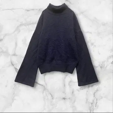 [메드움] 새상품급! 터틀넥 니트 벨 슬리브 네이비 38 M