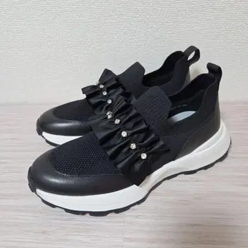 [ 미사용급 ] STACCATO 슬립온 프릴 비쥬 블랙 24.5cm