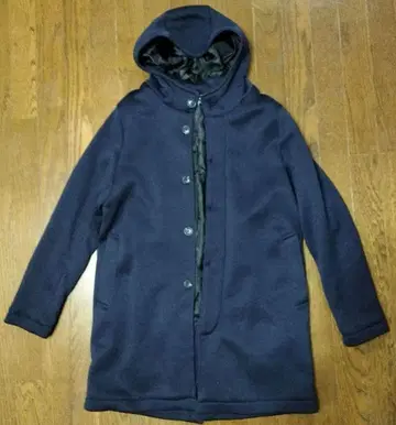 네이비 후드 부착 피코트풍 자켓