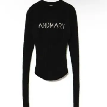 메리 로고 니트 탑 블랙 앤드메리 블랙 니트