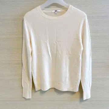 UNIQLO 유니클로 캐시미어 니트 스웨터 화이트 U넥 L