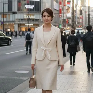 [새상품급] 자유구 노카라 자켓 & 원피스 세트 38 M