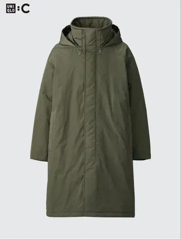 유니클로 C 후디드 코트 L 올리브 그린