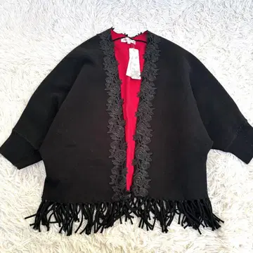 미사용 택 포함 super beauty 가디건 볼레로 레이스 자수 블랙