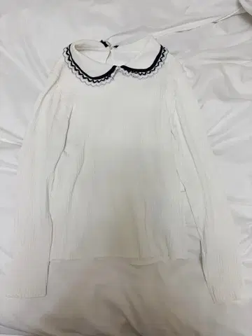 SLOBE IENA 화이트 리브 니트 카라 부착