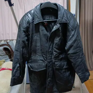 블랙 가죽 롱 자켓