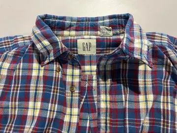 갭 버튼 다운 플란넬 셔츠 블루 계열 90s 화이트 택