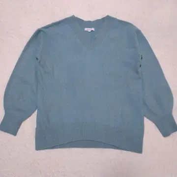 PLST 울 캐시미어 블렌드 니트 V넥 블루 플라스테