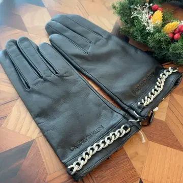 Calvin Klein 체인 디자인 고급 가죽 그로브 블랙 21cm