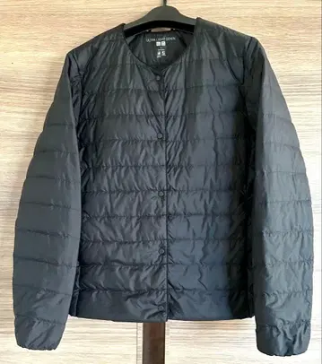 유니클로 울트라 라이트 다운 컴팩트 자켓 블랙 버튼 L