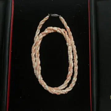 코랄 3연 목걸이 핑크 화이트