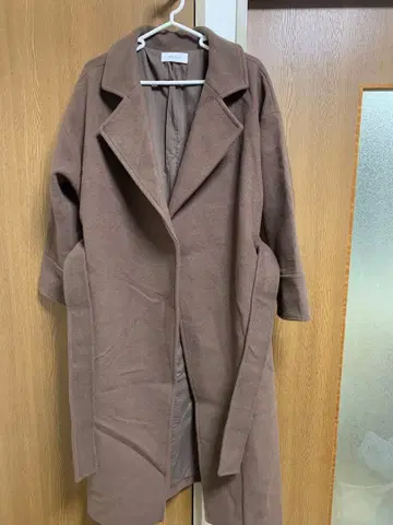 (새상품급) Mila Owen 롱 가운 코트 울 혼방 벨트 포함 브라운