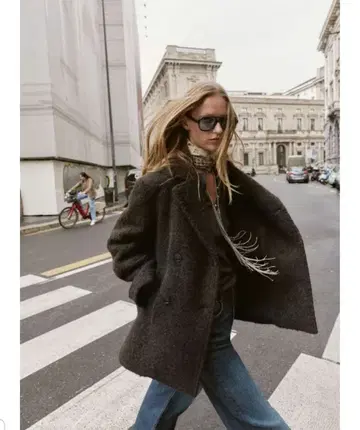 [ 새상품 ] ZARA 부클레 더블 브레스트 코트 ( L )