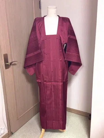 도유키 기모노 코트 와인 레드