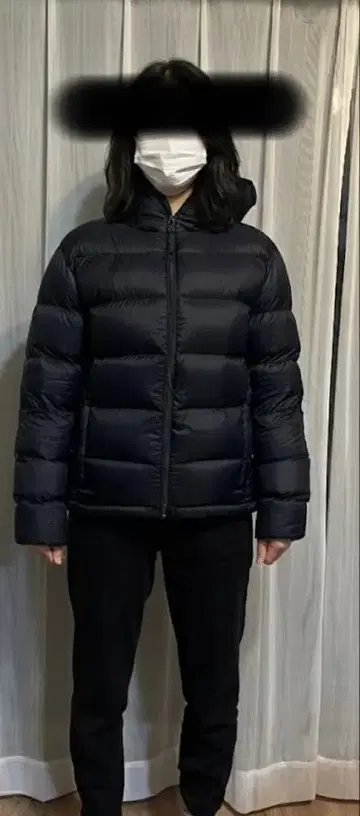 무인양품 후드 부착 블랙 다운 자켓