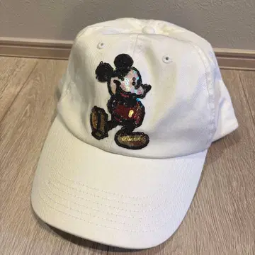미키마우스 자수 캡 화이트