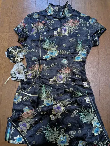 차이나 드레스 M 사이즈 블랙 롱