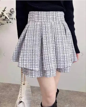 INGNI 트위드 턱 미니 플레어 스커트