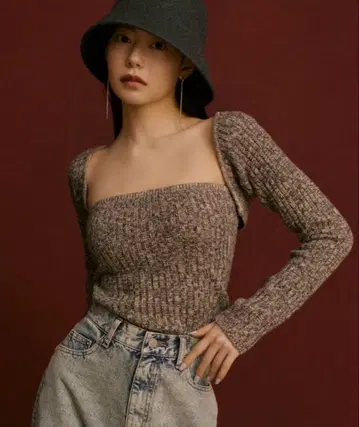 snidel 스나이델 뷔스티에 니트 세트 가디건