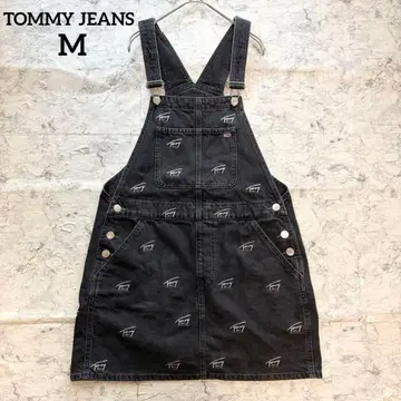 [ TOMMY JEANS ] 데님 살로펫 오버롤 로고 자수 블랙 M