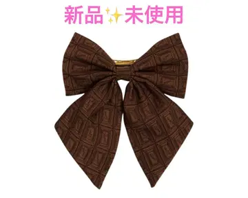 [ 새상품 미사용 ] 큐팟 Q-pot. 브라운 리본형 헤어 액세서리