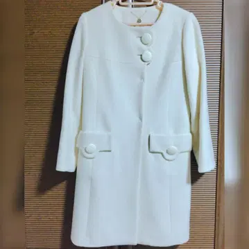 로즈 브리드 노카라 롱 코트 화이트 여성용 사이즈 2