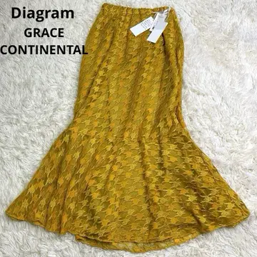 새상품 그레이스 콘티넨탈 다이어그램 하운드투스 체크 튤 롱 스커트