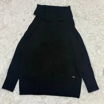 Anne coquine 2WAY 오프 터틀 니트 카멜 혼방 블랙