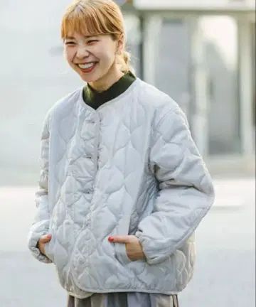 URBANRESEARCH 표주박 퀼트 충전솜 블루종 노카라 자켓