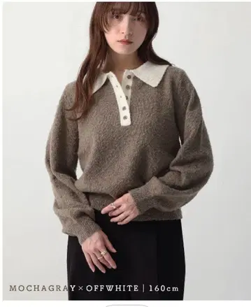 NOAHL 카라 부착 배색 니트