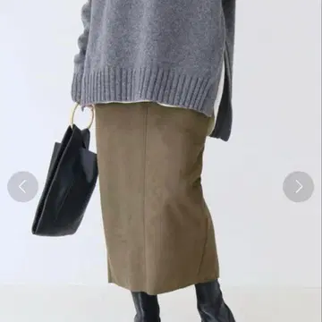 Spick & span 카키 스웨이드풍 타이트 스커트 스트레치 36 카키