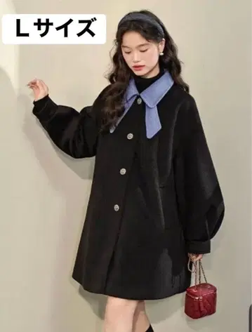 kuose 보타이 코트 바이컬러 블랙