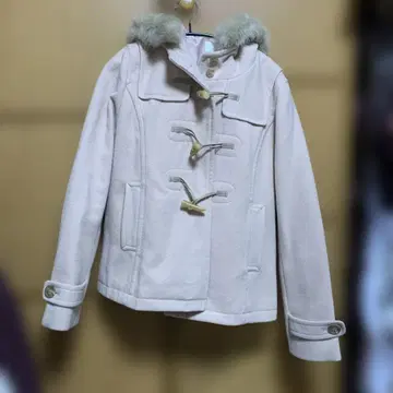 핑크 베이지 플리스 더플 코트