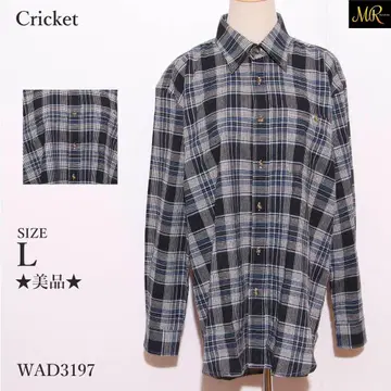 새상품급 Cricket 상의 셔츠 긴팔 체크 무늬 레귤러 카라 고급