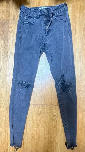AZUL 그레이 스키니 데님 XS 데미지 가공