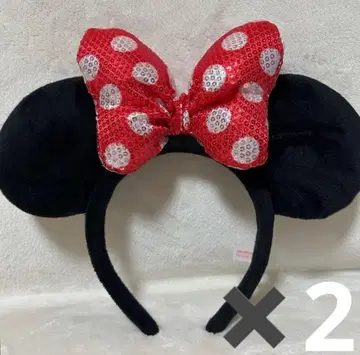 디즈니 미니 도트 리본 포함 머리띠 2세트