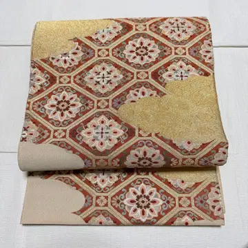 순수 실크 후쿠로 오비 마름모 패턴 아키토지레 호몬기츠케사게 등에