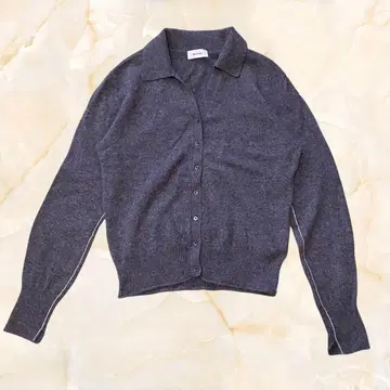 MIESROHE 카라 부착 니트 가디건 캐시미어 혼방 그레이