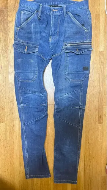 작업용 카고 스타일 블루 데님 바지 70cm