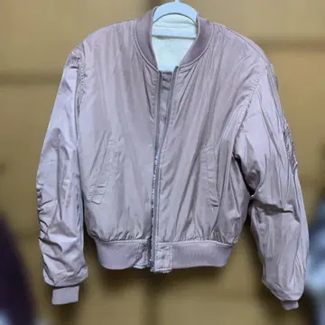 화이트 보아 자켓 리버서블 핑크