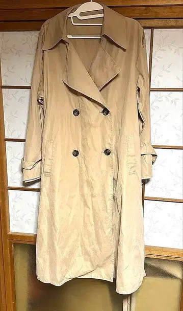 스프링 코트 베이지 롱 기장 여성용 플리츠