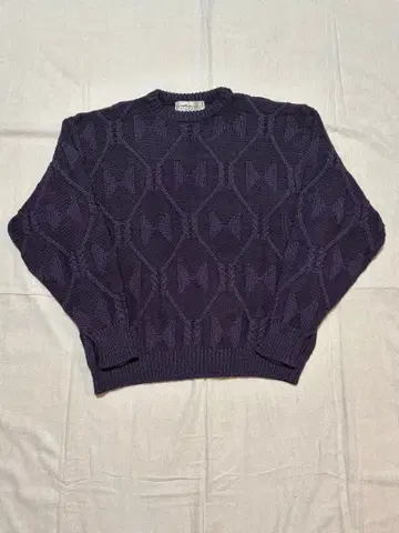 patagonia 90s 화이트 택 니트 스웨터 L 다크 퍼플