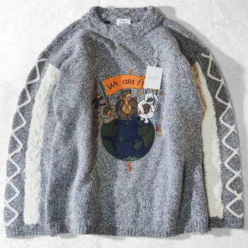 미사용 까스텔바작 니트 스웨터 그레이 멜란지 패턴 남성용 XL 상당