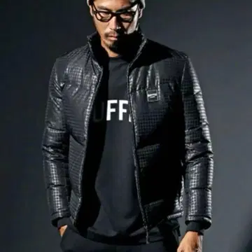 컨디션 최상 DUFFER 다운 자켓 블랙 하운드투스 체크 패턴 L 사이즈