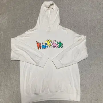 Keith Haring 그래픽 후드티 화이트